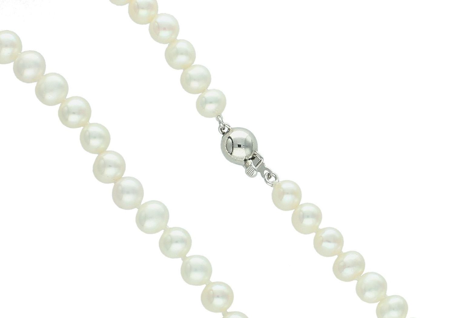 Naszyjnik z białych pereł naturalnych 6 mm  50 cm  Supełkowanie  Srebro 925hh.jpg